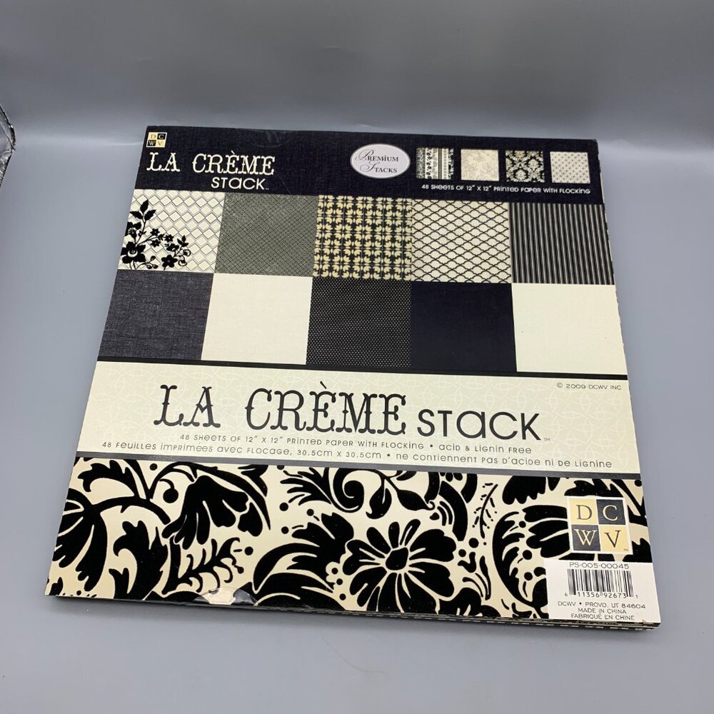 DCWV LA CREME Stack 12"x12" Printed Paper with Flocking